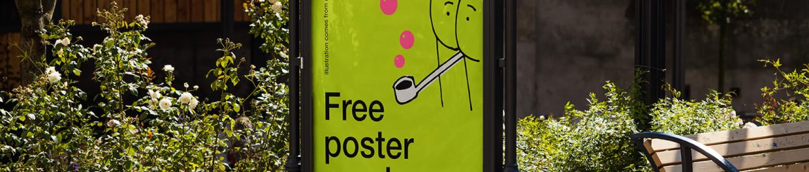 Free Black Metal Frame Street Poster Mockup PSD