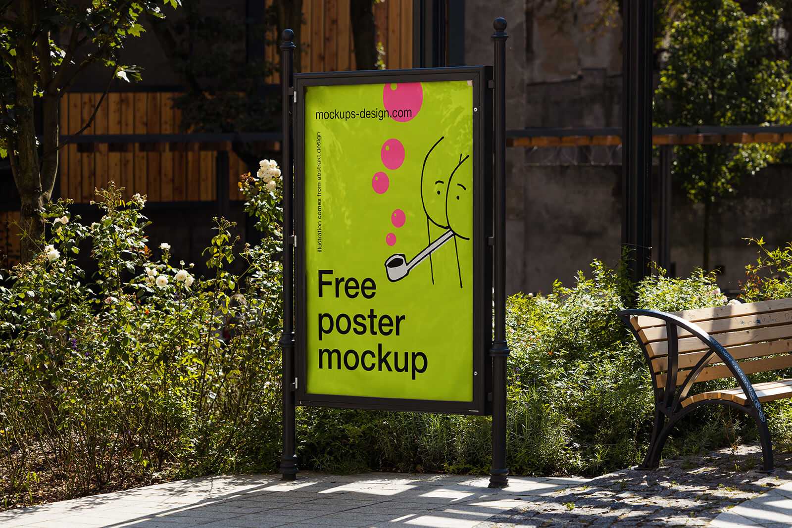Free Black Metal Frame Street Poster Mockup PSD