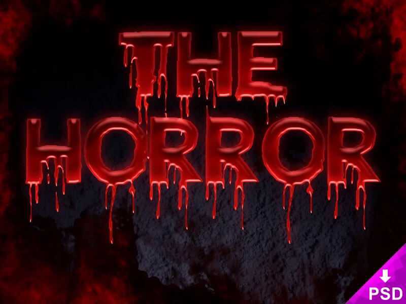 Free Blood Dropping Horror Text Effect PSD