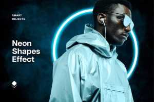 Free Blue Neon Circles Photo Effect PSD Template - Best PsFiles