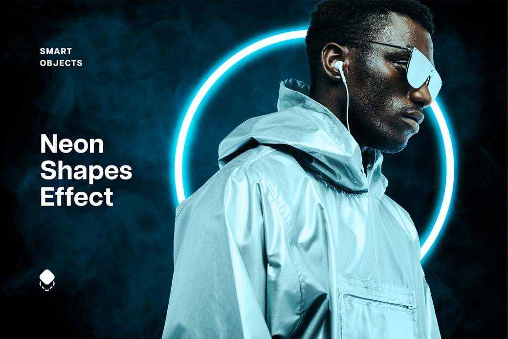 Free Blue Neon Circles Photo Effect PSD Template - Best PsFiles