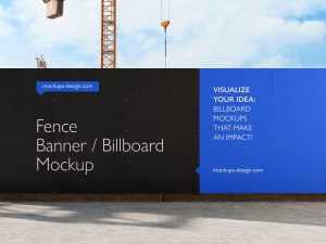 Free Boundary Wall Fence Banner / Ad Billboard Mockup PSD Set
