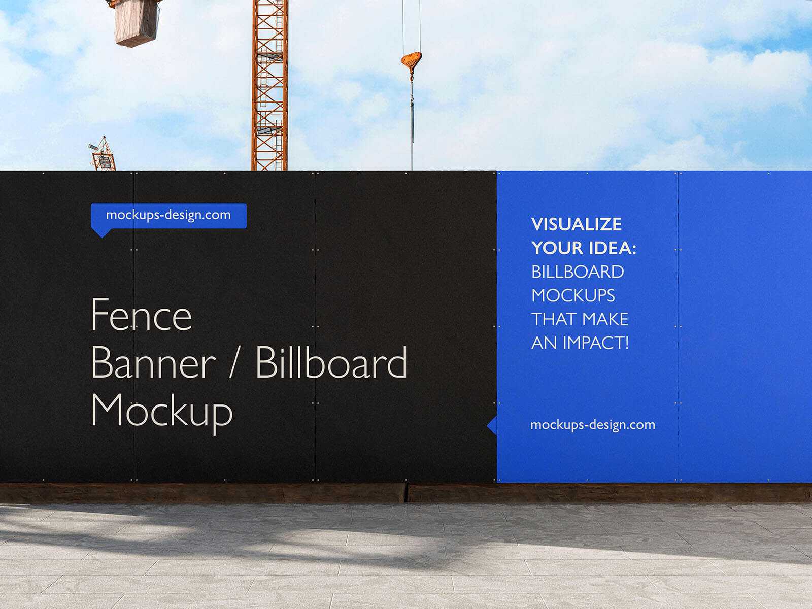 Free Boundary Wall Fence Banner / Ad Billboard Mockup PSD Set