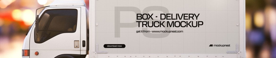 Free Box Delivery Truck Mockup