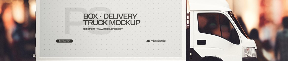Free Box Food Delivery Truck Mockup