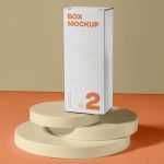 Free Box Standing on Stands Mockup