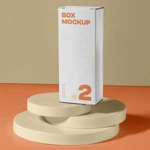 Free Box Standing on Stands Mockup