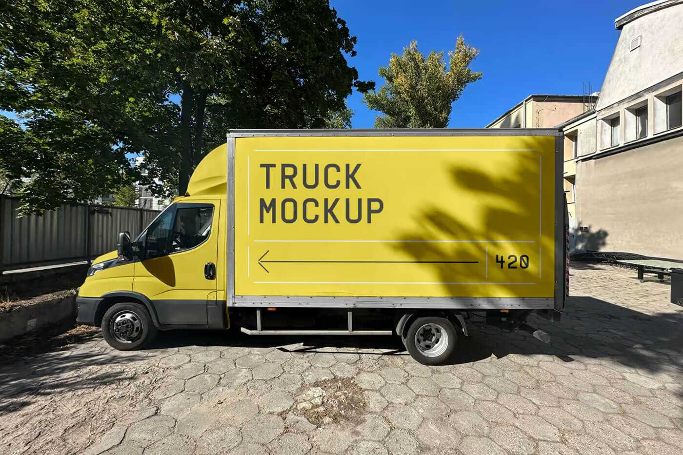 Free Box Truck Mockup PSD
