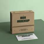 Free Box with Business Card Mockup