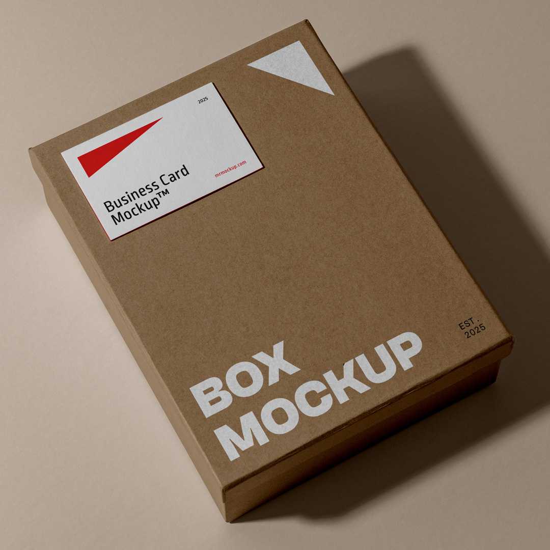 Free Box with Business Card PSD Mockup