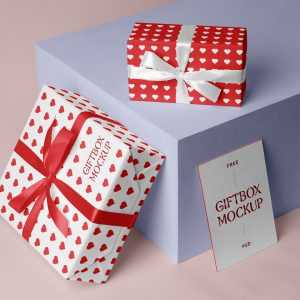Free Boxes with Business Card Mockup