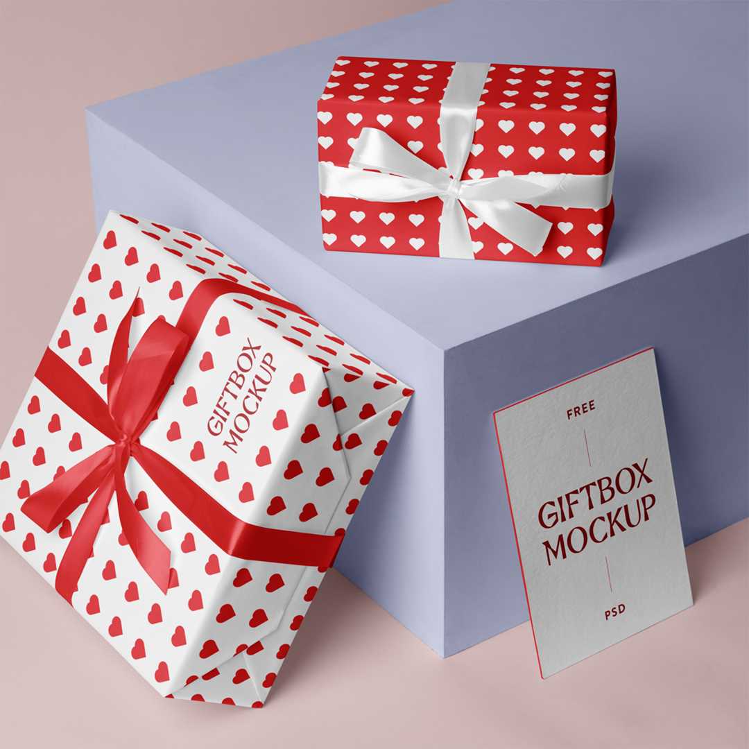 Free Boxes with Business Card Mockup