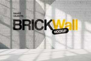 Free Brick Wall Branding Mockup PSD