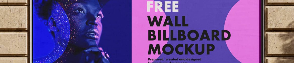 Free Brick Wall Mounted Billboard Mockup 2 PSD