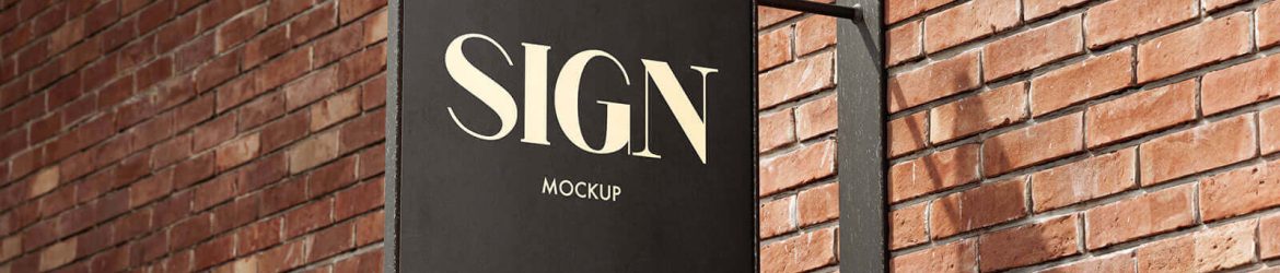 Free Brick Wall Street Sign Mockup PSD Set