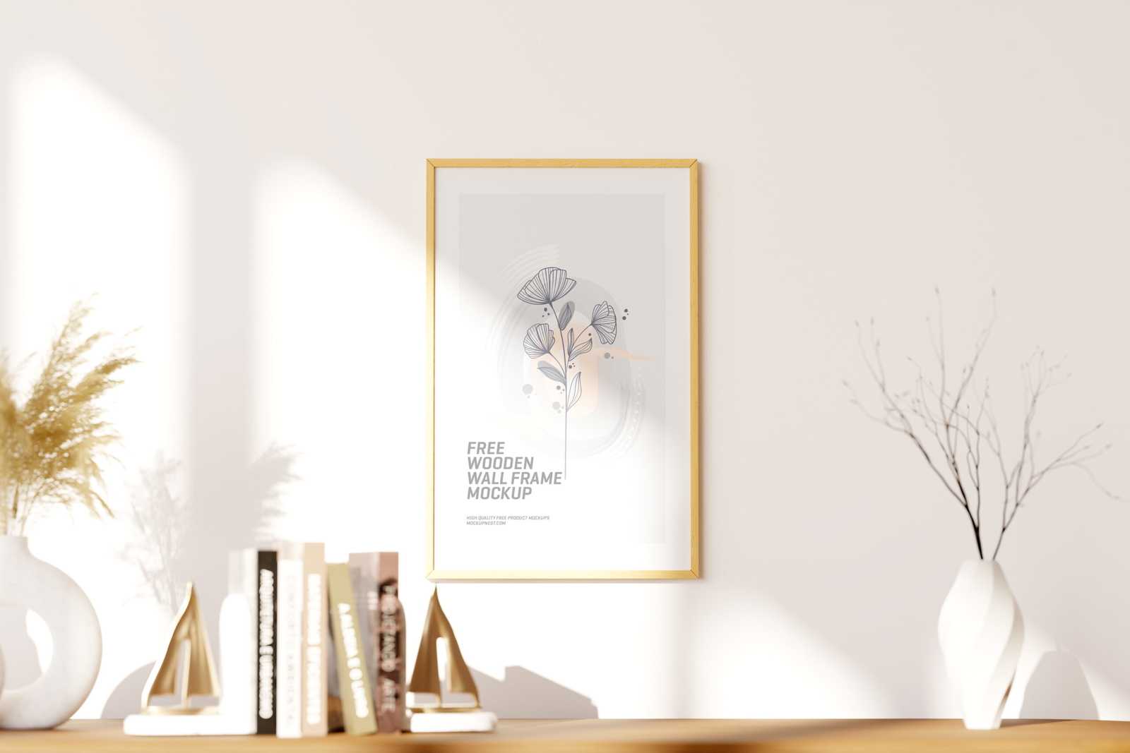 Free Bright Wooden 11x17 Wall Frame Mockup