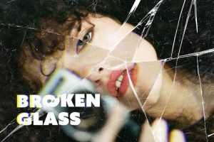 Free Broken Glass Photo Effect PSD Mockup Template file