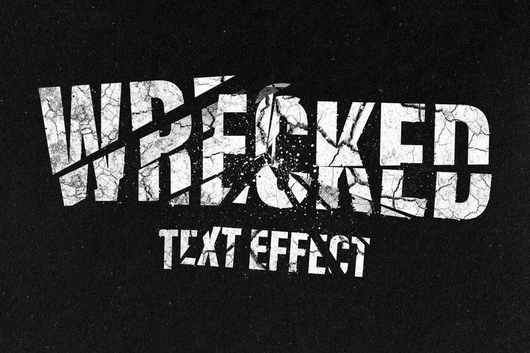Free Broken Photoshop Text Effect PSD