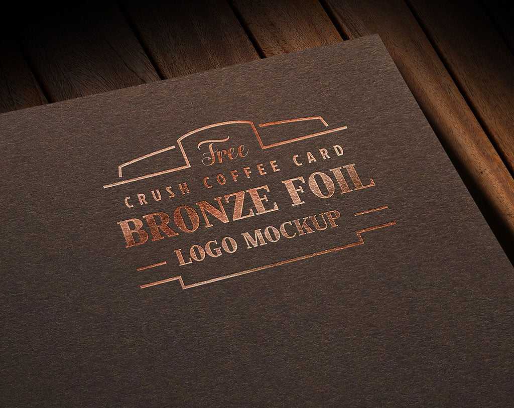 Free Bronze Foil Printed Logo Mockup PSD