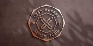 Free Bronze Sign Logo Mockup PSD