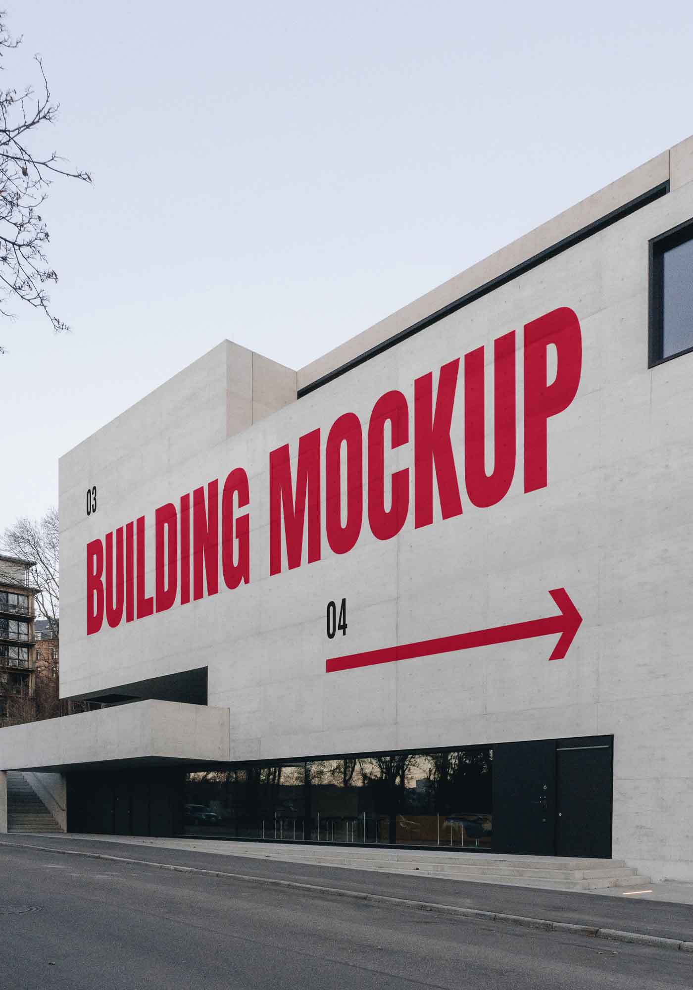 Free Building Wall Mockup PSD