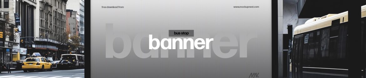 Free Bus Stop Banner Mockup