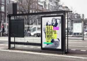 Free Bus Stop Billboard Mockup PSD