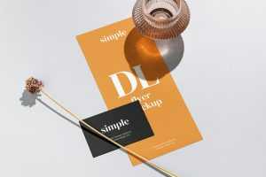 Free Business Card and DL Flyer Mockup PSD