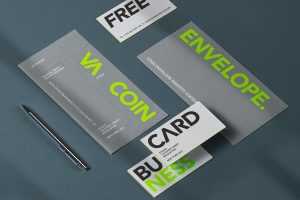 Free Business Card and Envelope Mockups PSD