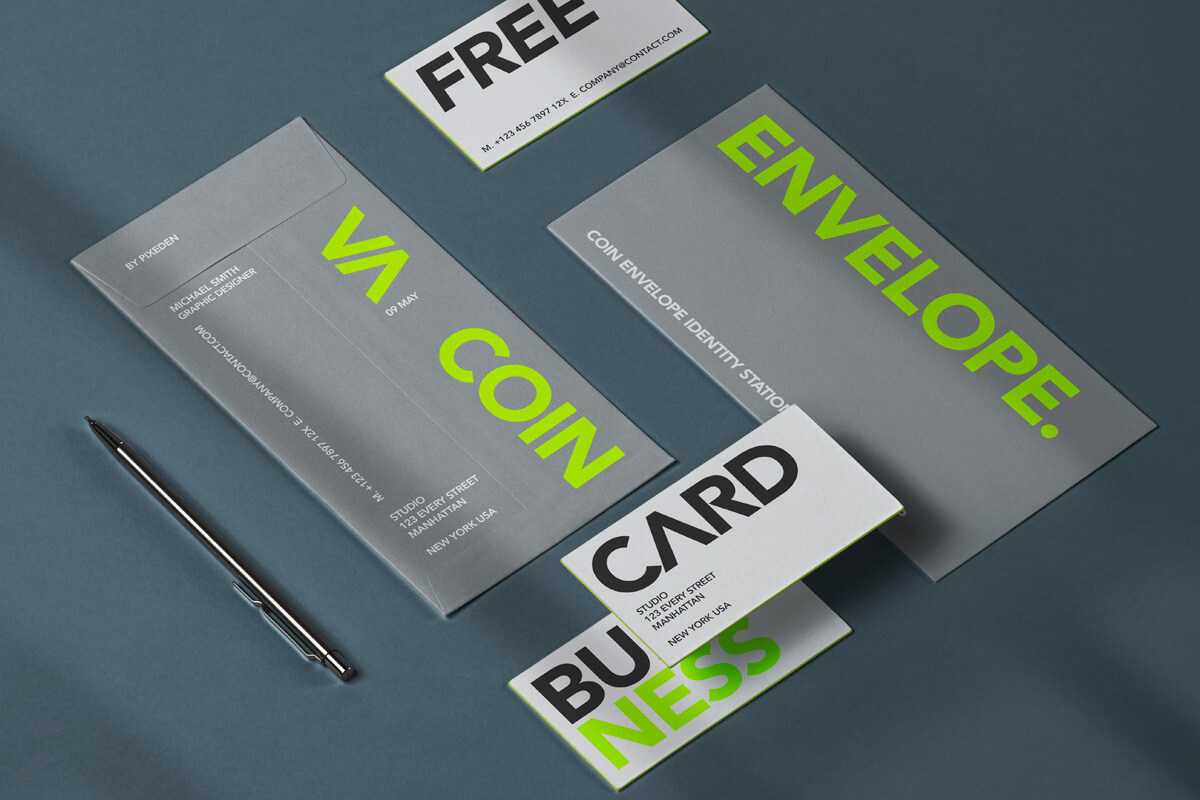 Free Business Card and Envelope Mockups PSD