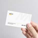 Free Business Card Holding By Hand Mockup