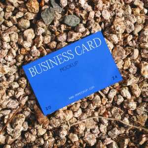 Free Business Card Laying on Stones Mockup