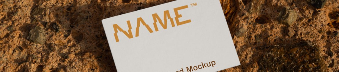 Free Business Card Lies on the Rock Mockup