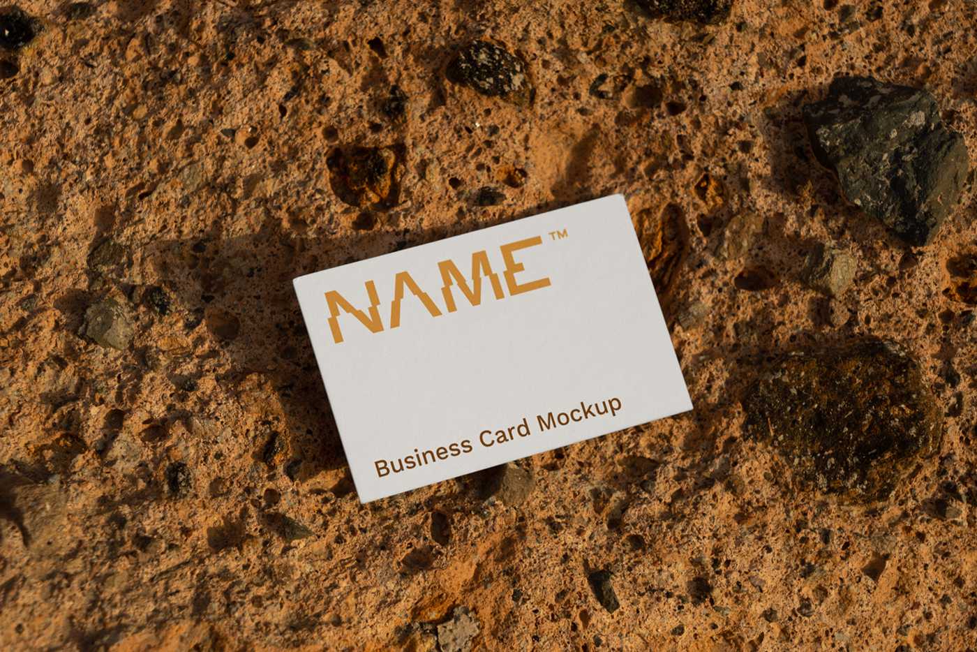 Free Business Card Lies on the Rock Mockup
