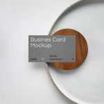 Free Business Card Mock-up PSD on Round Plate PSD