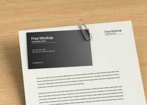 Free Business Card Mockup Clipped with Letterhead Mockup PSD
