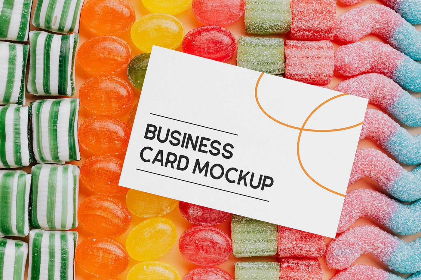 Free Business Card Mockup on Candies