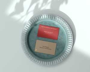 Free Business Card Mockup on Cement Plate