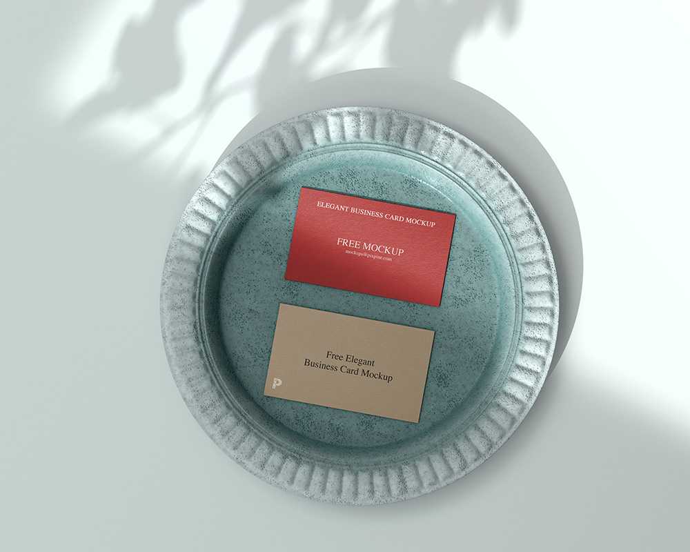 Free Business Card Mockup on Cement Plate