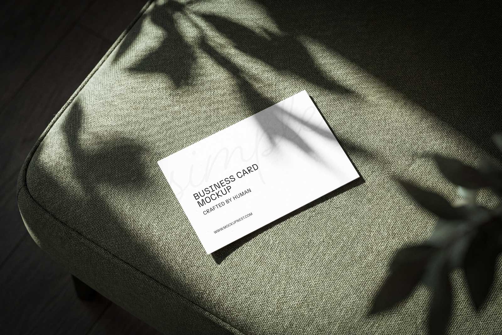 Free Business Card Mockup On Sofa