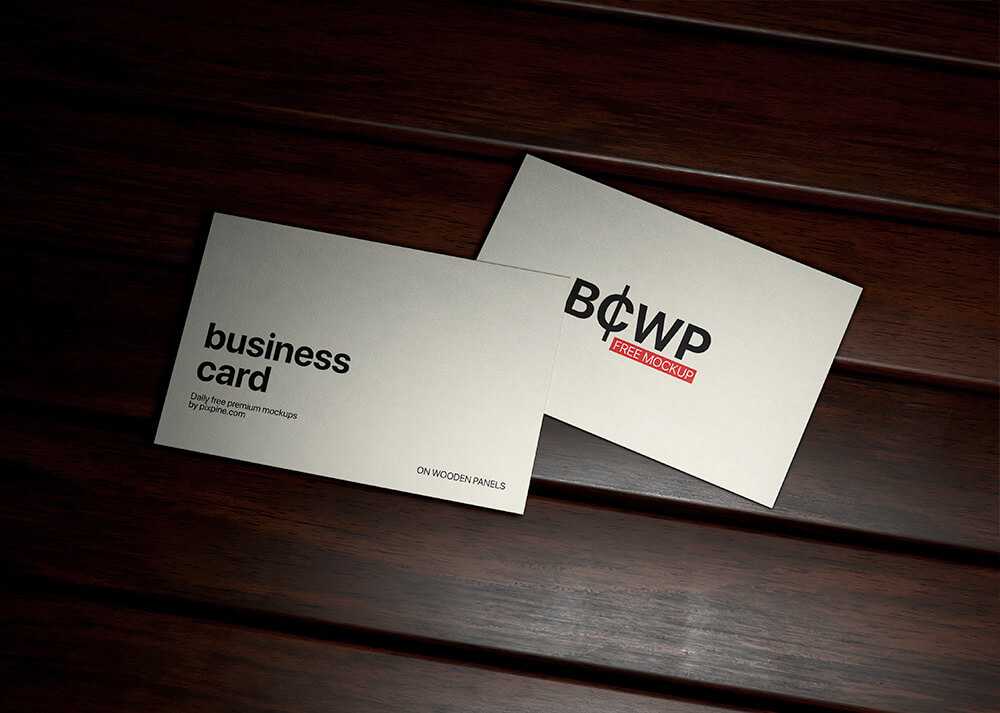 Free Business Card Mockup on Wood Panels PSD