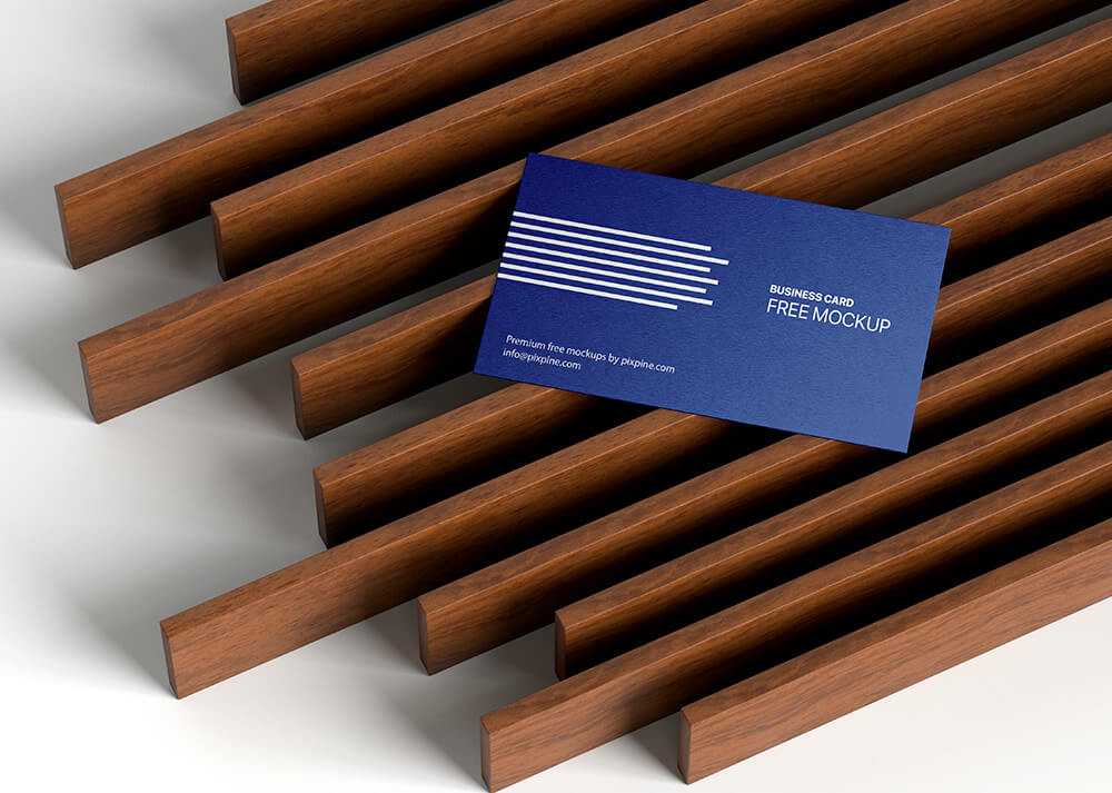 Free Business Card Mockup On Wooden Panels