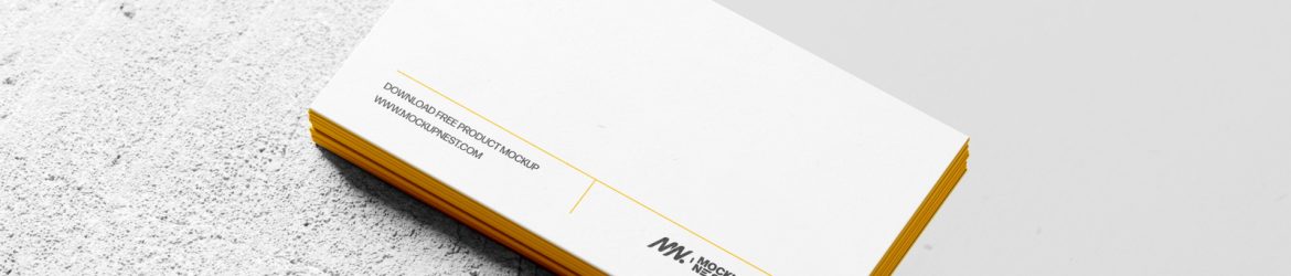 Free Business Card Mockup Stacked On Concrete