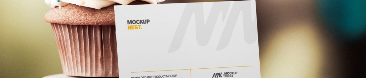 Free Business Card Mockup With Cup Cake