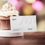 Free Business Card Mockup With Cup Cake