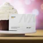 Free Business Card Mockup With Cup Cake Bokeh Background