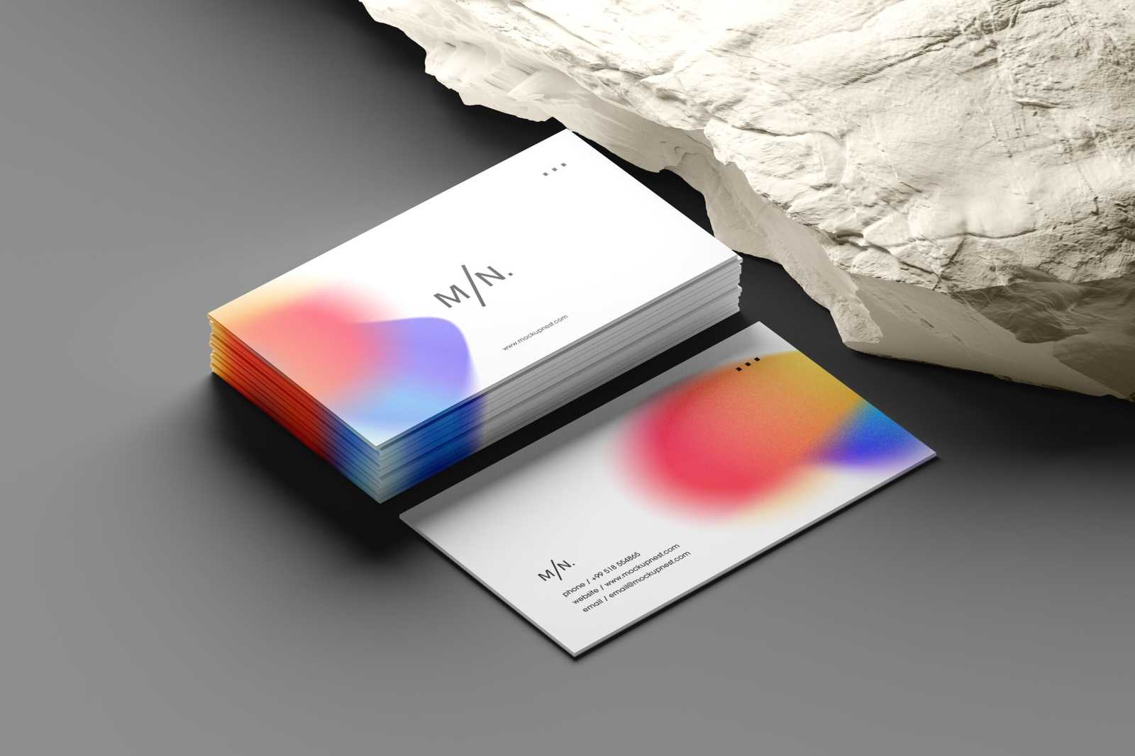 Free Business Card Mockup With White Rock