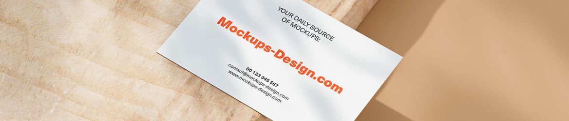Free Business Card Mockups set on Piece Wood