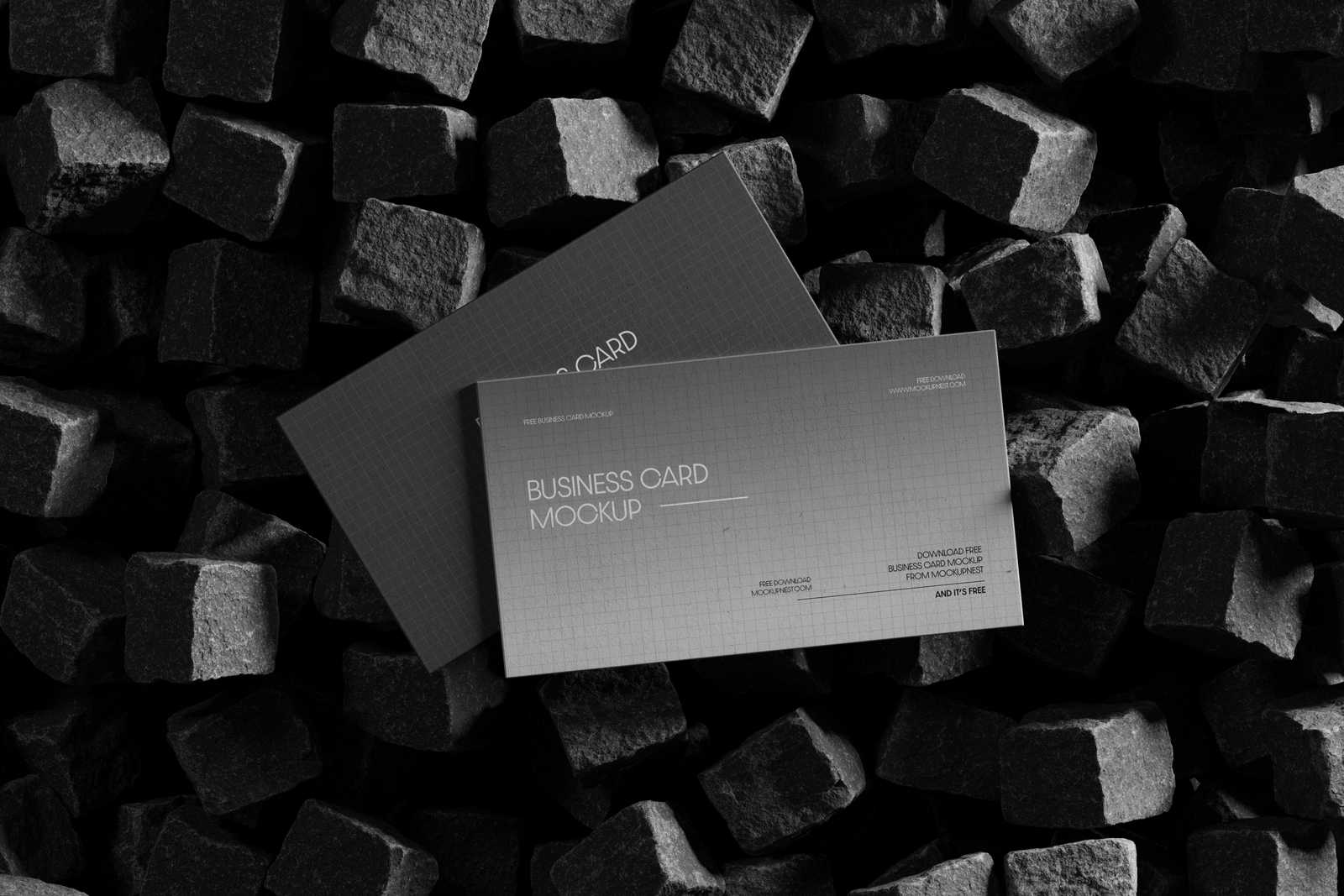 Free Business Card On Stone Cube Mockup