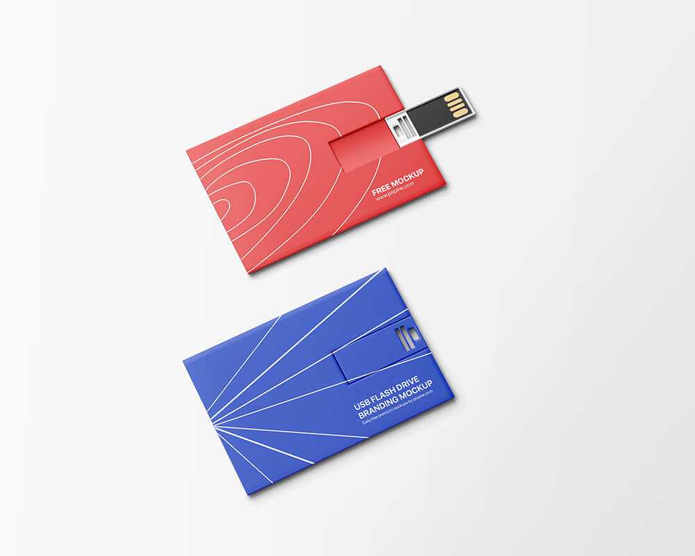 Free Business Card USB Pen Drive Branding Mockup PSD